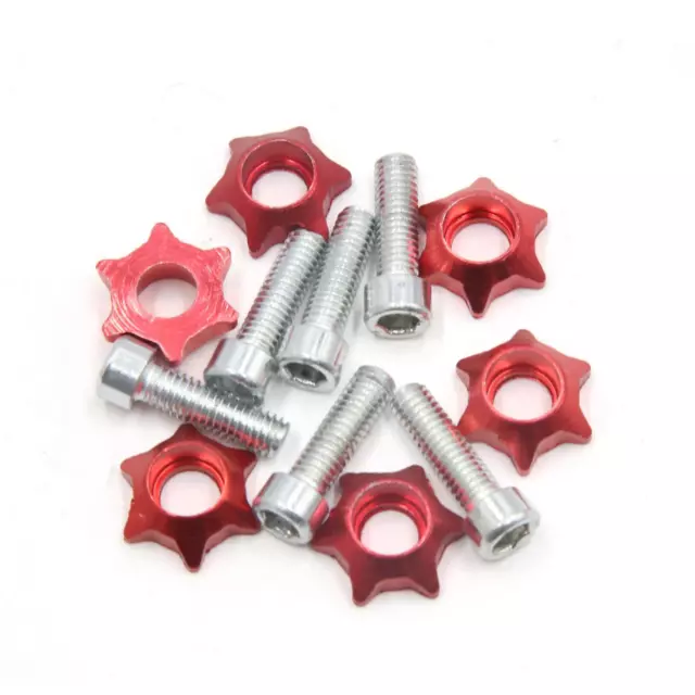 6Pcs 6mm rosca Red estrella en forma de pernos marco de matrícula Tornillos