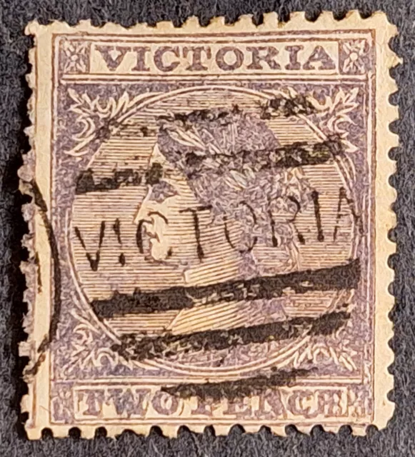 Scarce 1863 Victoria Australia 2d dull Violet Laureate stamp Used Dble TWO PENCE