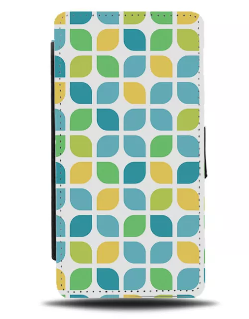 Retro Mint Green and Yellow Coloured Shapes Flip Wallet Case Abstract G490