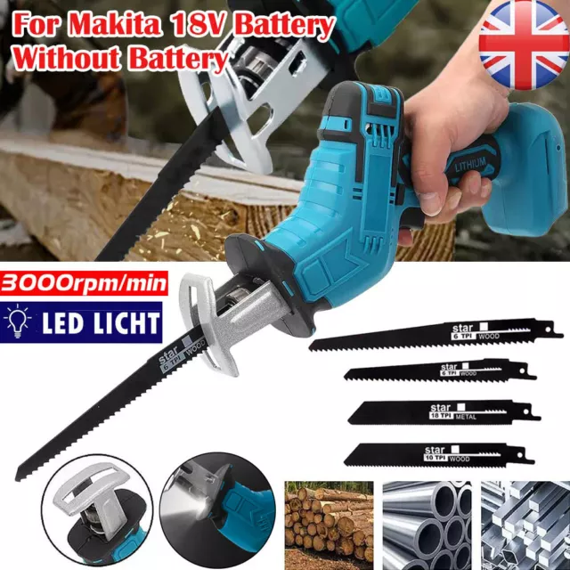 Cordless Electric Reciprocating Saw Saber Cutting For Makita Battery 18V 4 Blade
