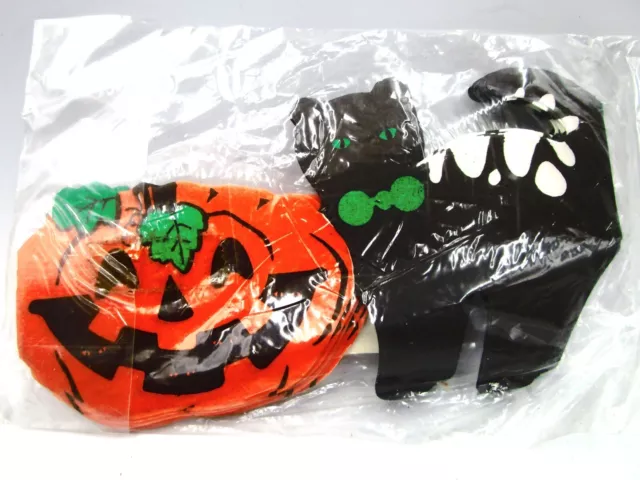 Vtg. Halloween Paper Garland Decoration BLACK CATS & PUMPKINS 9 FT. x  2.5" NIP