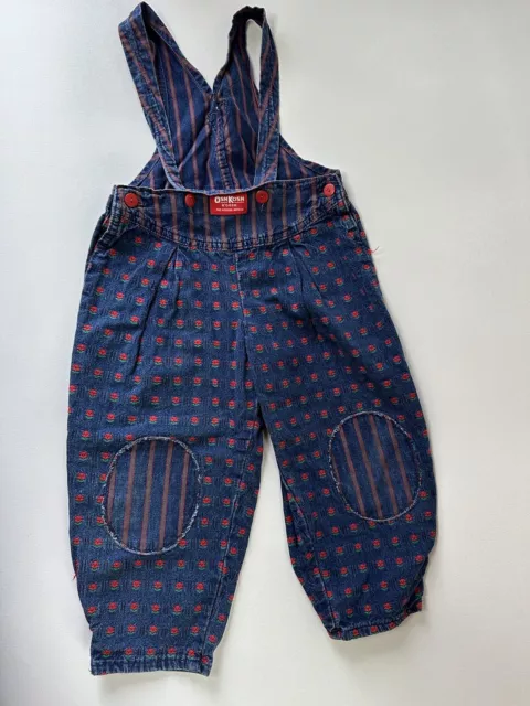 Vtg OshKosh B'Gosh Overalls Floral Rose Bud  Vestbak Girls Size 4t