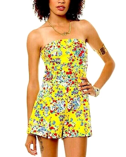UK Playsuit Shorts Jumpsuit M Motel Rocks Ditsy Watercolor Floral Twix Romper