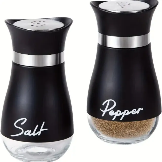 Pack of 2 Salt And Pepper Shakers Pots Dispensers Cruet Jars Set with Holder 2