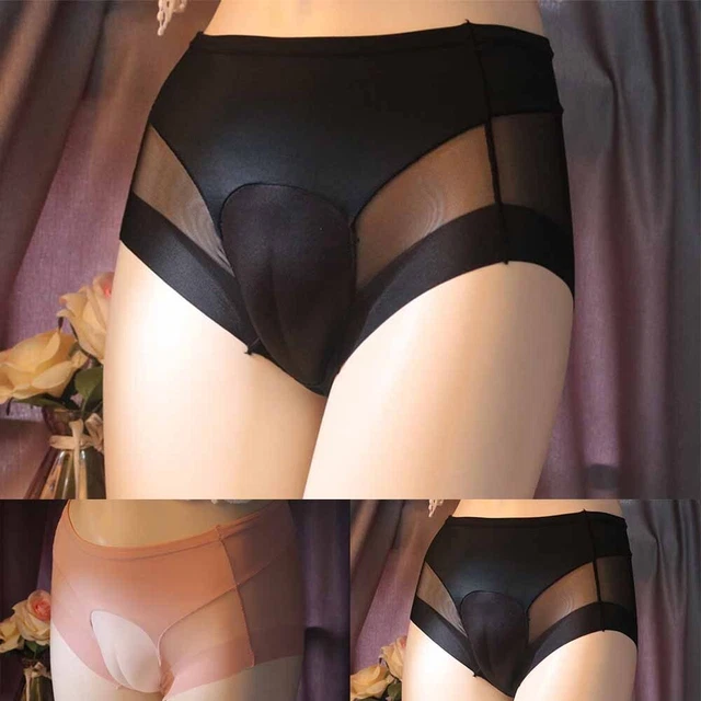 Men Sexy Pouch Middle Rise Bikini Briefs Crossdress Panties Lingerie Underwears