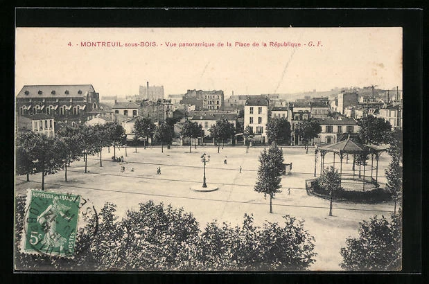 CPA Montreuil-sous-Bois, panoramic view of Place de la République 1914
