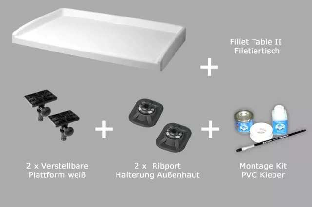 Set: Fillet Table 2 + 2x Ribport + Kleber Kit Railblaza Filetiertisch 03-0003-11