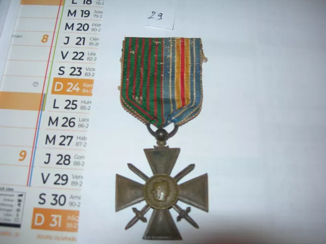 militaria médaille militaire croix de guerre ruban 2 couleurs n°29