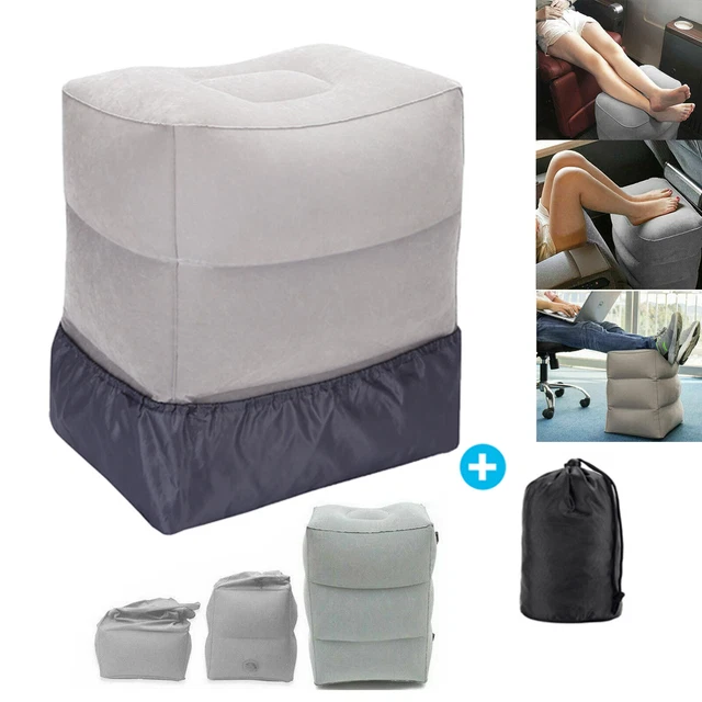 Foot Rest Travel Inflatable Pillow Footrest Stool Caravan Train Plane Leg Relax