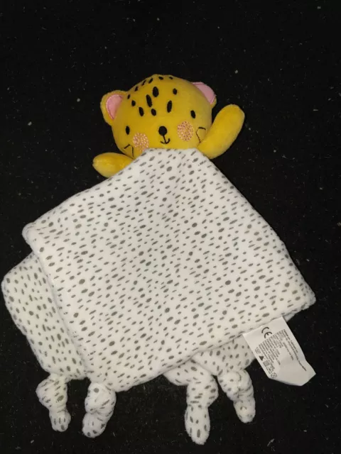 Doudou Tête Tigre Jaune Noir Rose Corps Plat Mouchoir Blanc Gris 4 Noeuds SIPLEC