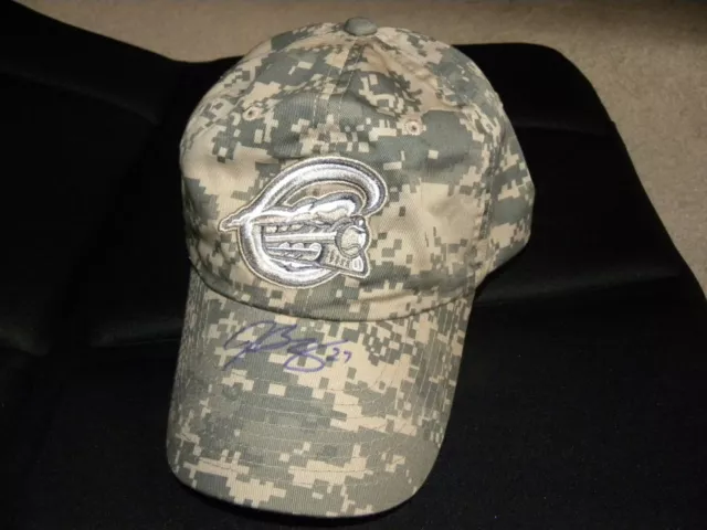 Jay Bergmann 2010 Syracuse Chiefs Autograph Camo Armed Forces Celebration Hat