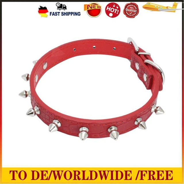 ERTGDS Hundehalsband aus Leder, mit Nieten, Nackenschutz, Anti-Biss-Halsband, 20