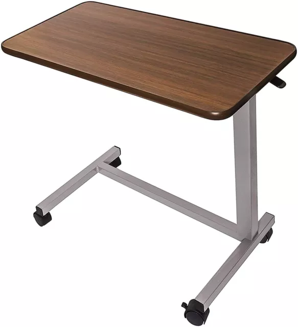 Overbed Table Vaunn Medical Adjustable Overbed Table with Wheels - Walnut