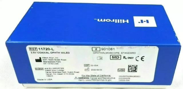 Welch Allyn 11720-L 3.5V Coaxial Ophthalmoscope with SureColor LED - NEW IN BOX