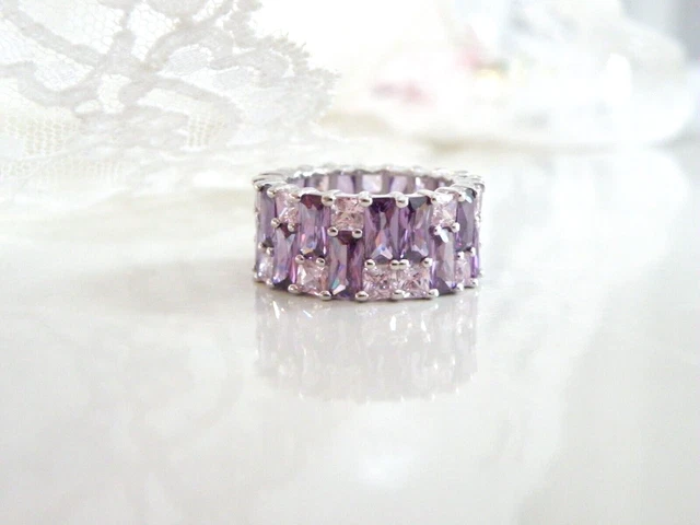 New Charles Winston Sterling Silver 925 Baguette CZ Eternity Size 5.5 Band Ring New Charles Winston Sterling Silver 925 Baguette CZ Eternity Size 5.5 Band Ring