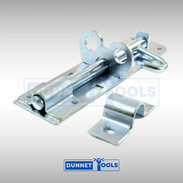 4" Inch Brenton Bolt 100mm Complete Fittings Door Lock Shed Gate Door Silver