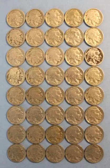 $2 Buffalo Nickel Coin Full Roll 40 Coins Total Mix Dates, 5C