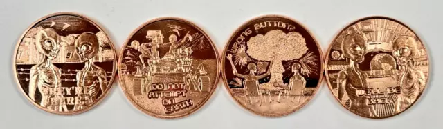 Copper Coins * One Oz. Each * .999 Bullion * US Minted * Four Piece Alien Set