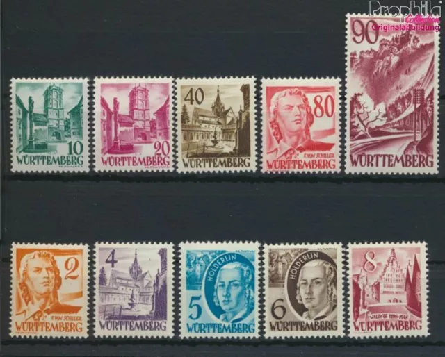 Briefmarken Franz. Zone-Württemberg 1948 Mi 28-37 (kompl.Ausg.) postfrisch(95922