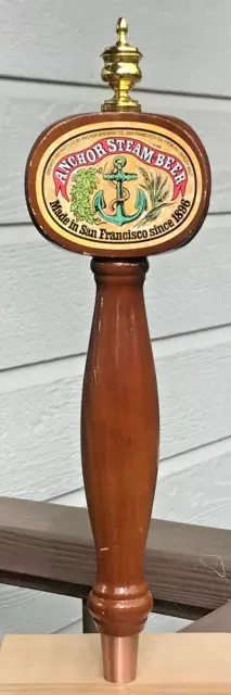 Anchor Steam TALL Wooden 3-Sided Tap Handle/Beer Knob w/Anchor Finial/Top SF, CA 2