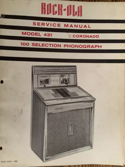 Original 1966 "ROCK-OLA" Service Manual for Model 431 Coronado 100 Selection