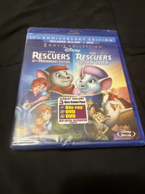 The Rescuers/Down Under (2-Movie Collection Blu-ray+DVD) BRAND NEW- Disney