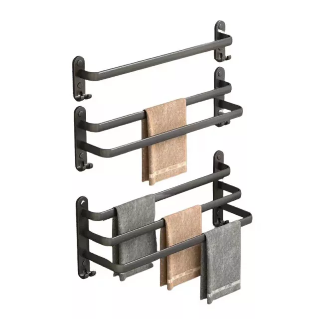 Single/Double Towel Rail Holder Wall Mounted Bathroom Rack Shelf Stainless Steel