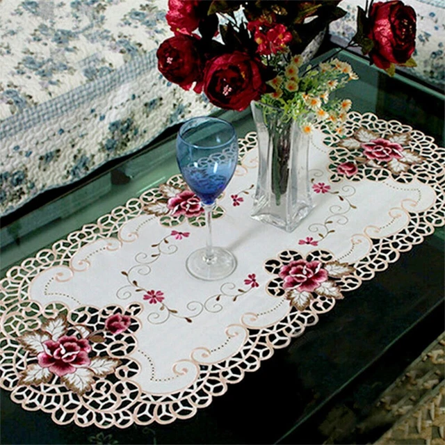 Table Cover Tablecloth Dining Desk Flag Small Doily Home Decor Lace Oval