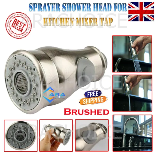 Brushed Faucet Pull Out Spray Replacement Kitchen Mixer Tap  Shower Head Setting