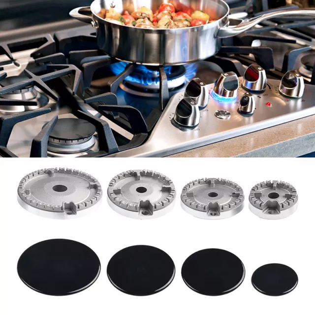 Set of 4 Cooker Oven Gas Hob Rapid Burner Flame Caps Crown Ring Tops Kit CO