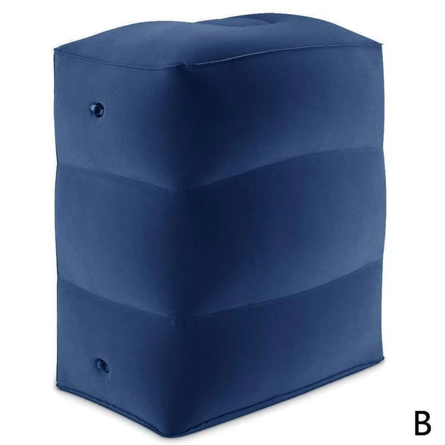 Colour Blue Inflatable Footrest Leg Foot Rest Office Car Pillows Travel Pad B4T9