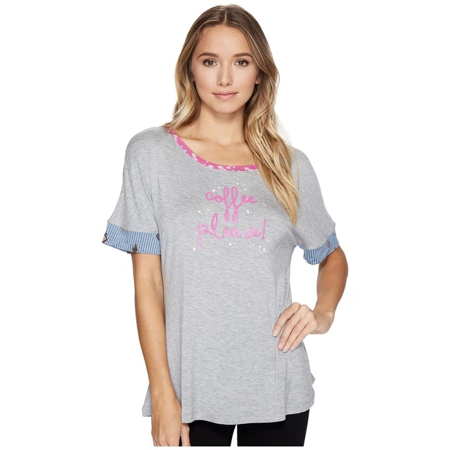 Vera Bradley Coffee Please Mixed Print Graphic Pajama Lounge Tee - L
