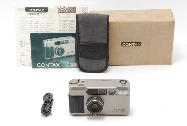 [Near MINT+ in Box] Contax T2 Titan Silver 35mm Point & Shoot Film Camera JAPAN