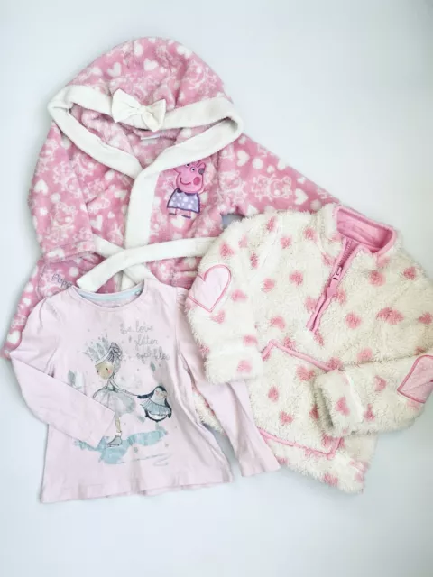 Tu Baby Girl Pink Fleeced Tops Bundle Peppa Pig Dressing Gown 18-24 Months