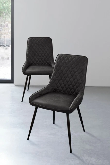 SET OF 5 Next Hamilton Chairs in Monza Faux Leather Dark Grey