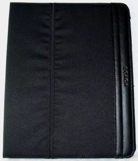 NWT COACH BLACK VARICK NYLON iPAD 1, 2, 3, 4 CASE STAND $128 LEATHER TRIM F61815