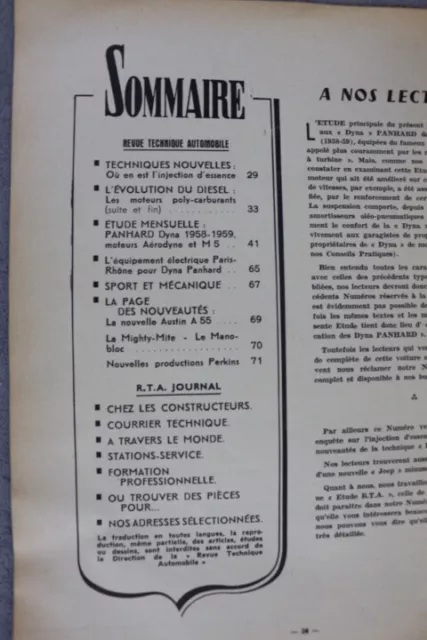 REVUE TECHNIQUE "März 1959" Nr. 155 Reparaturanleitung PANHARD Dyna 3