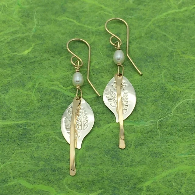 Sterling Silver Leaf Earrings / Handcrafted by Sassi LaMuth Jewelry