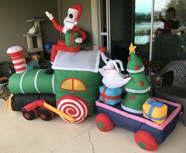 DISNEY GEMMY JACK Skellington & Zero 10Ft Christmas Train Blow Up