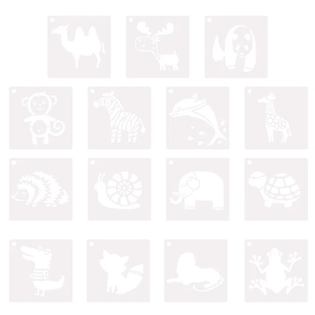 15 Sheets stencils Elefanten-Vorlage Tierische Plastikschablonen Ki