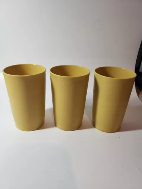 Vintage of 3 Tupperware Tumblers harvest yellow #1320