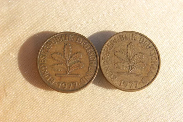 📀 2x 10 Pfennig D + J 1977 📀Deutschland Republik DM Mark Sammlung Lot Münze D8