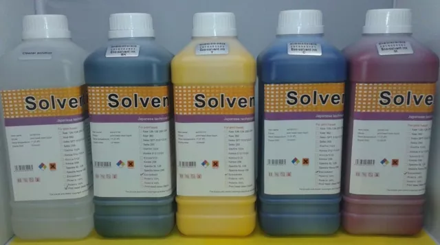 4L Eco Solvent Ink + 1L Cleaner Solution Roland Mutoh Mimaki DX4 DX5 DX6 DX7 USA