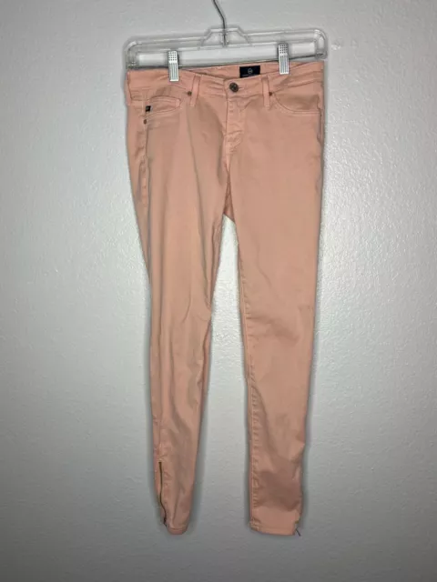 Adriano Goldschmied Zip Up Legging Ankle Skinny Pants Pink Women's Size 25R