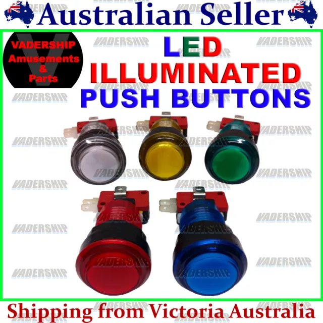 New: LED - ILLUMINATED Push BUTTONS, Lock nut & Micro Switch ~ Arcade / Mame