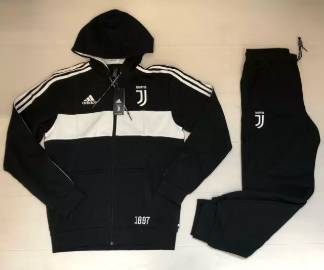 2560/87 Adidas Juventus Fc Tuta Felpata Felpa Full Zip Cappuccio Pantalone Juve