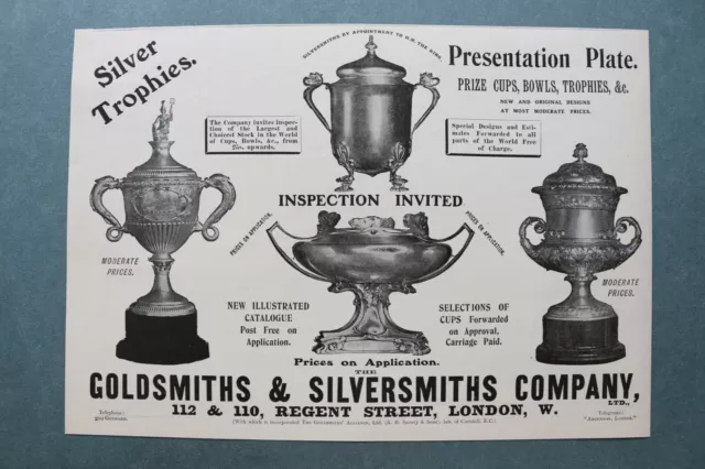 WL10e) Werbung Goldsmiths & Silversmiths Co 1904 Silver Trophies London England