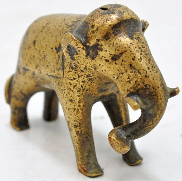 Antique Brass Fine Elephant Figurine Statue Original Old Hand Crafted Engraved