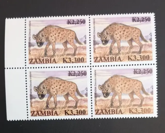 Zambia 2009 Hyena Spotted Blocco Stampa 4 Giri/Mint Taglia 1058 Lotto 26
