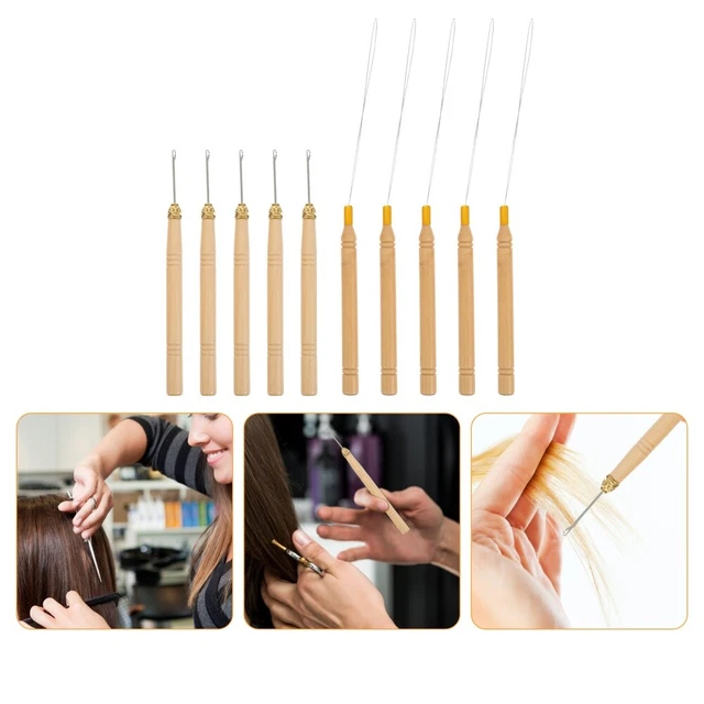 10 piezas aguja de lijado de extensión de cabello herramienta para extensiones de cabello peluca